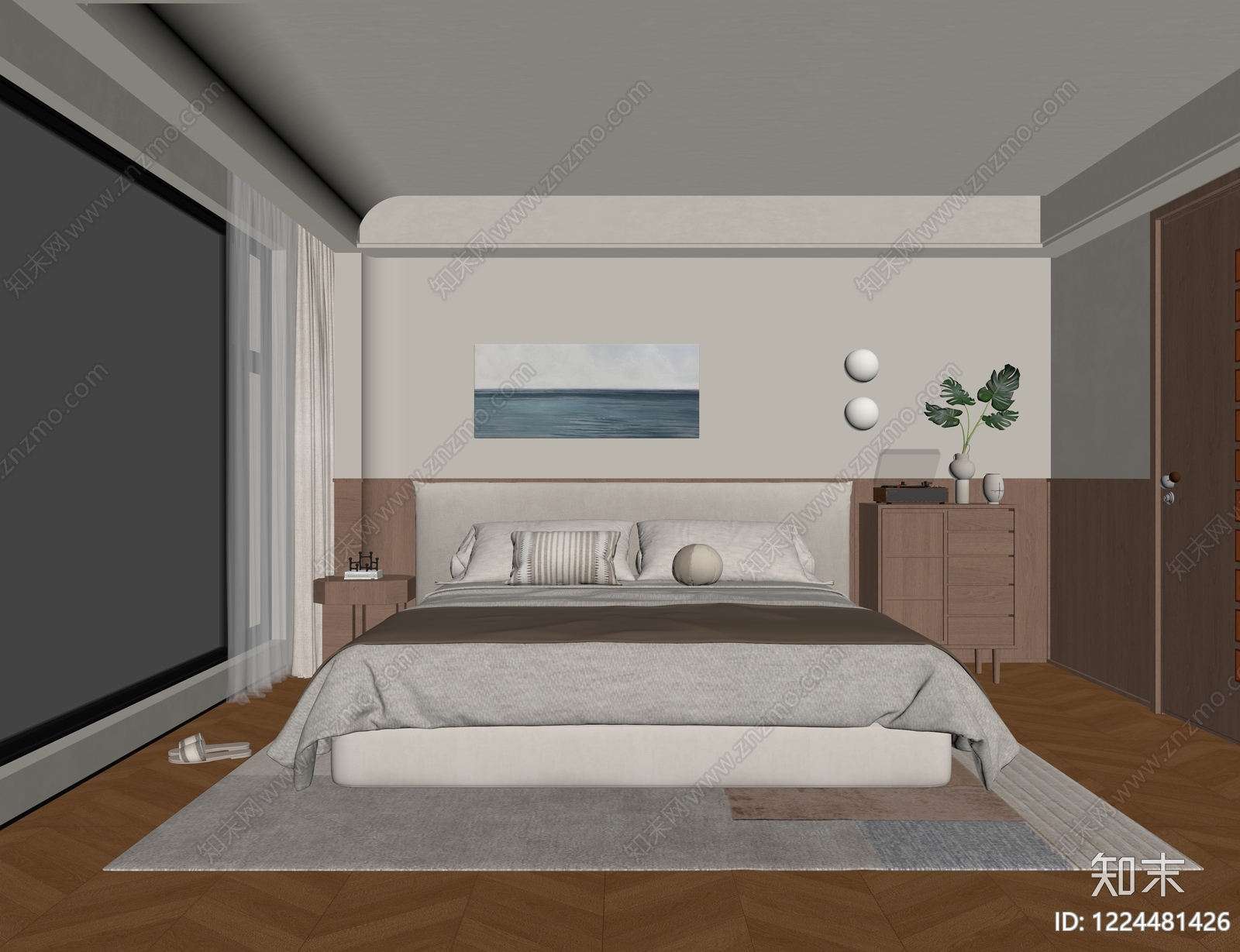 原木风家居卧室SU模型下载【ID:1224481426】