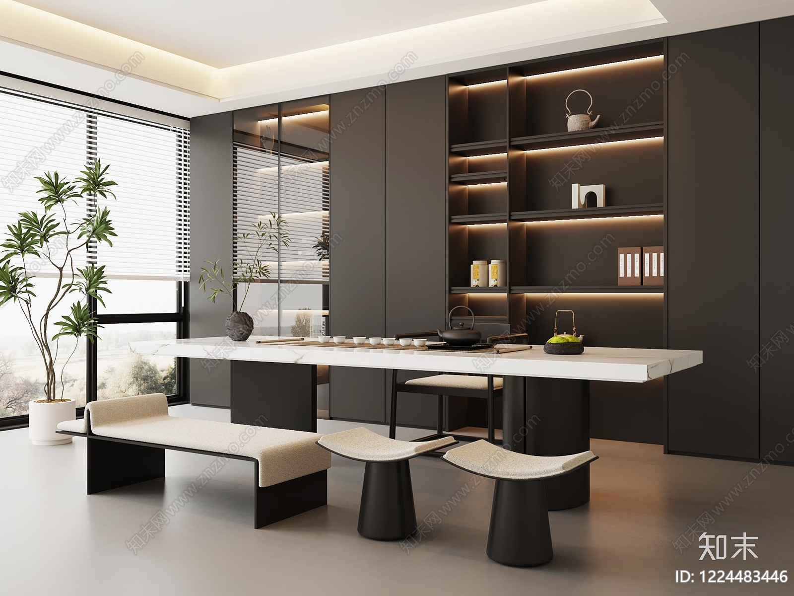 意式极简茶室3D模型下载【ID:1224483446】