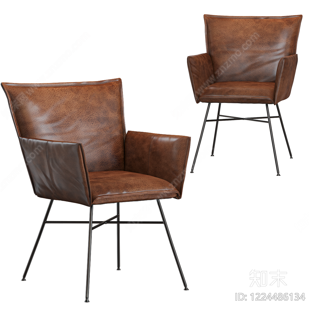复古工业风休闲椅3D模型下载【ID:1224486134】