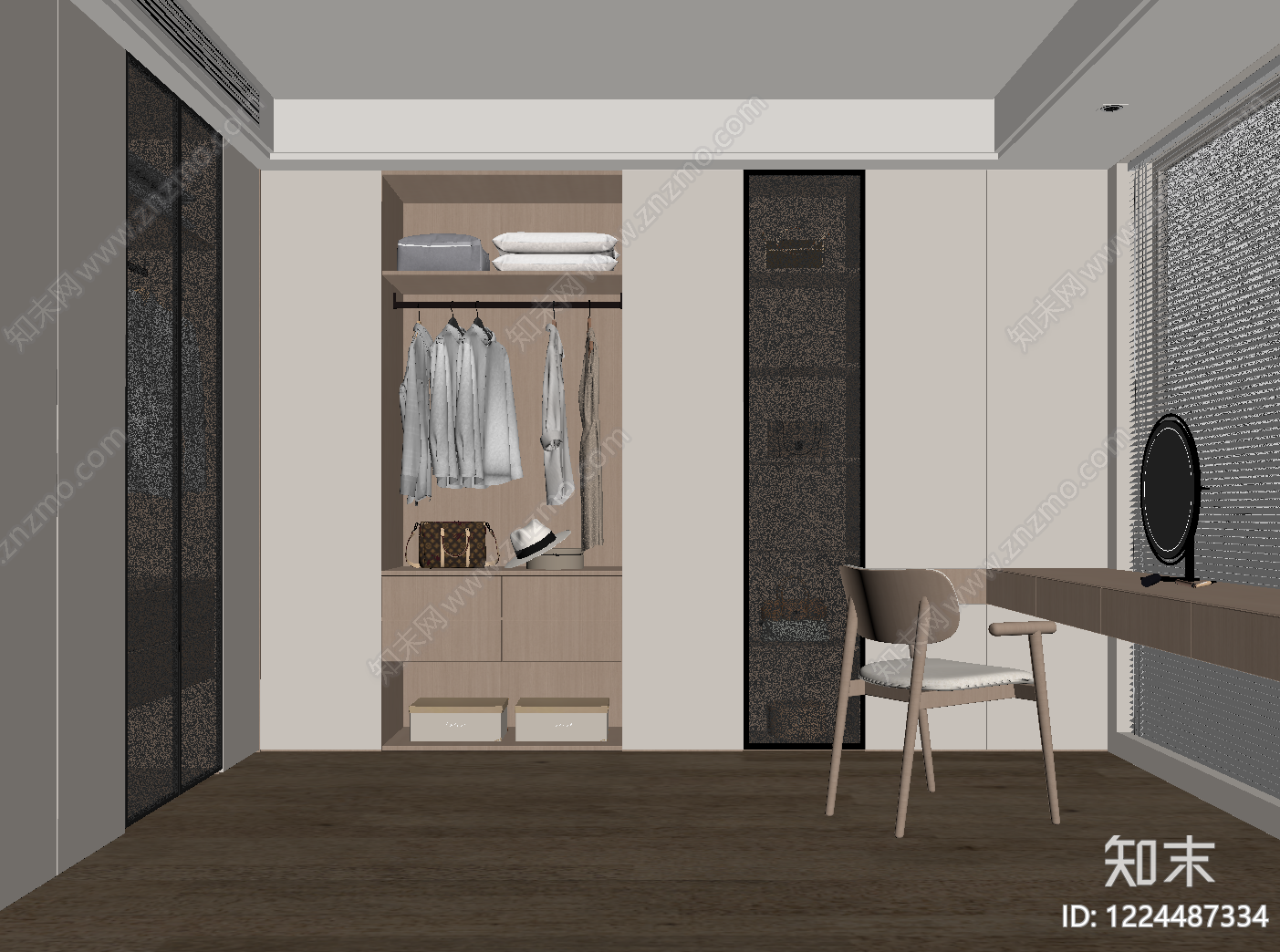 现代简约衣帽间SU模型下载【ID:1224487334】