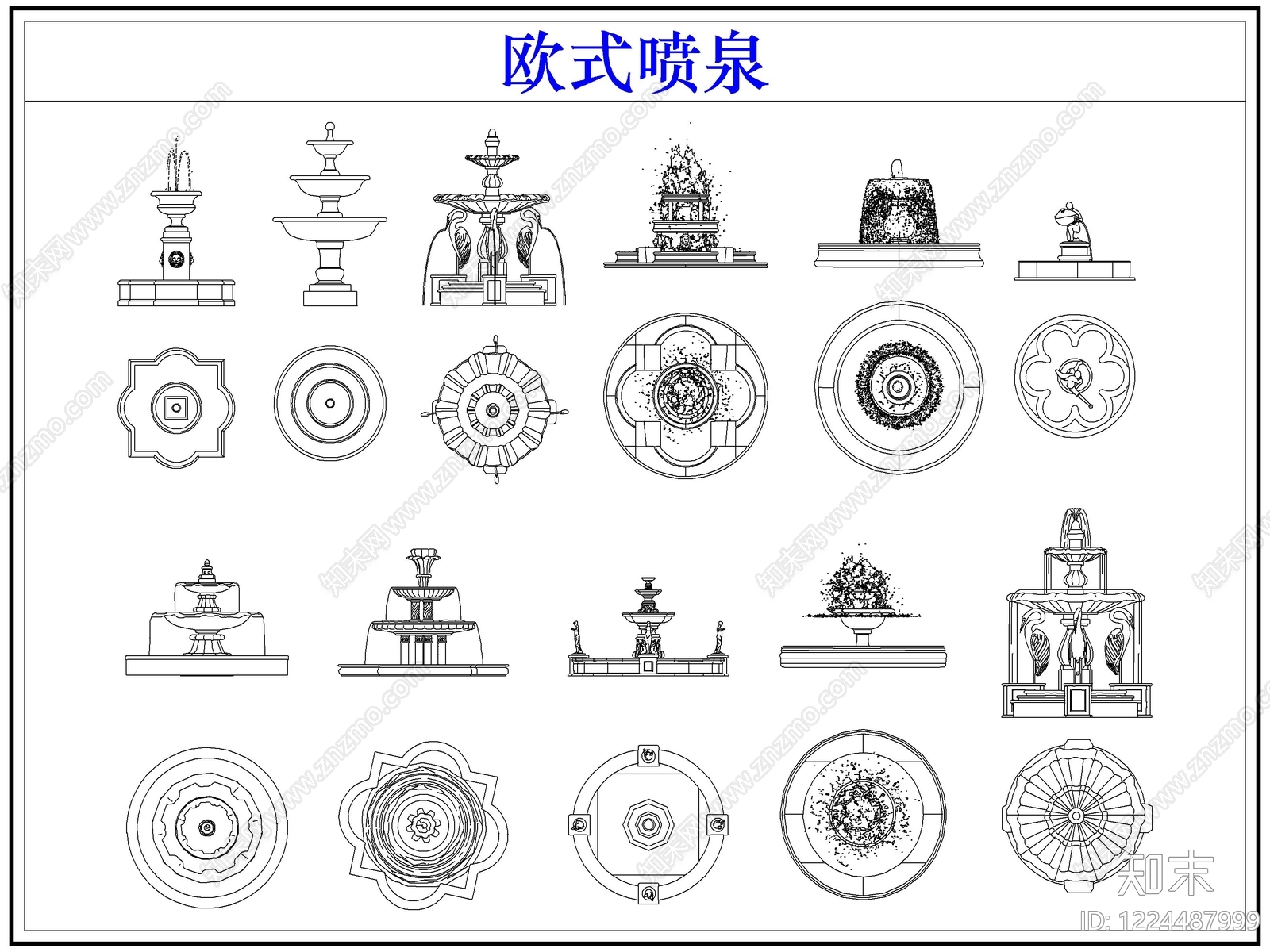 欧式综合硬装构件图库CAD图纸