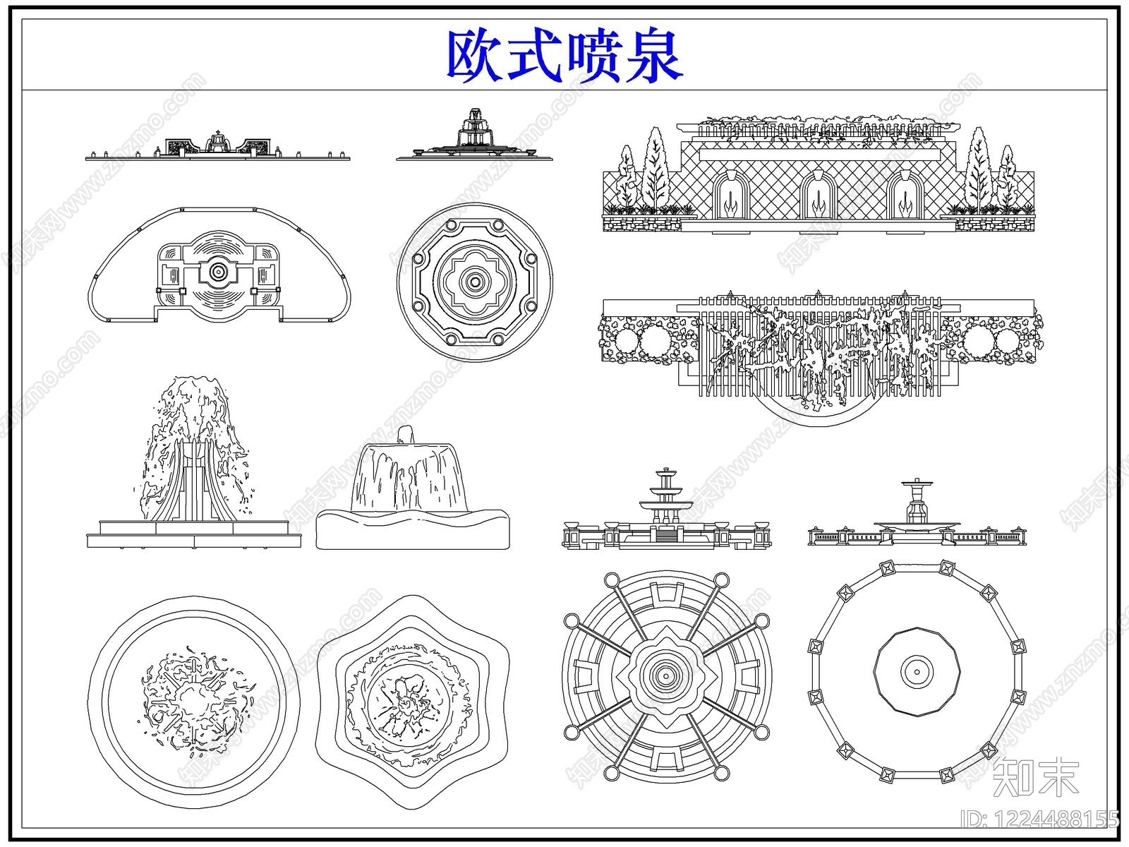 欧式综合硬装构件图库CAD图纸