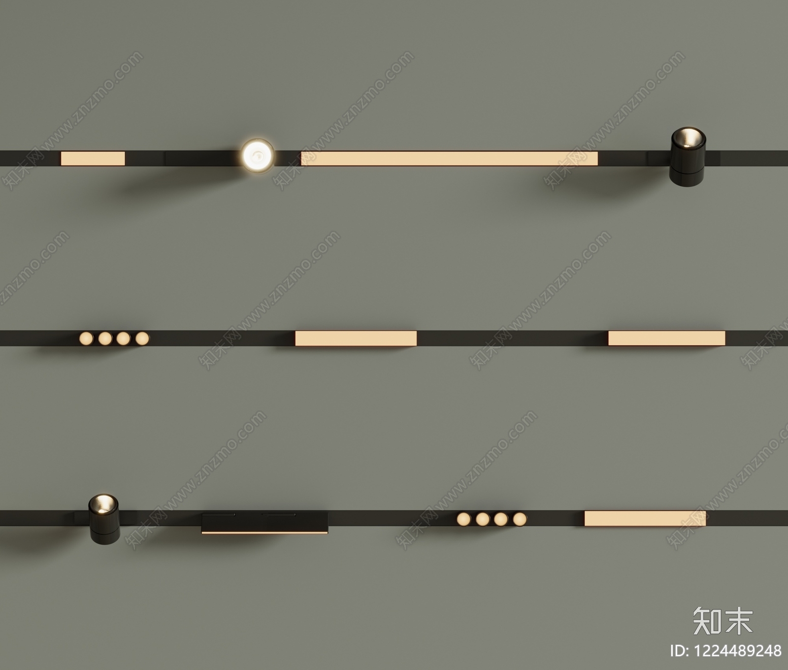 极简筒灯射灯组合3D模型下载【ID:1224489248】