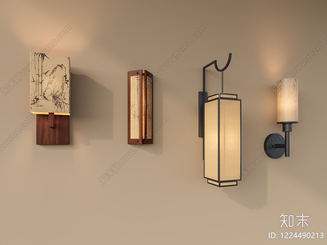 新中式壁灯3D模型下载【ID:1224490213】