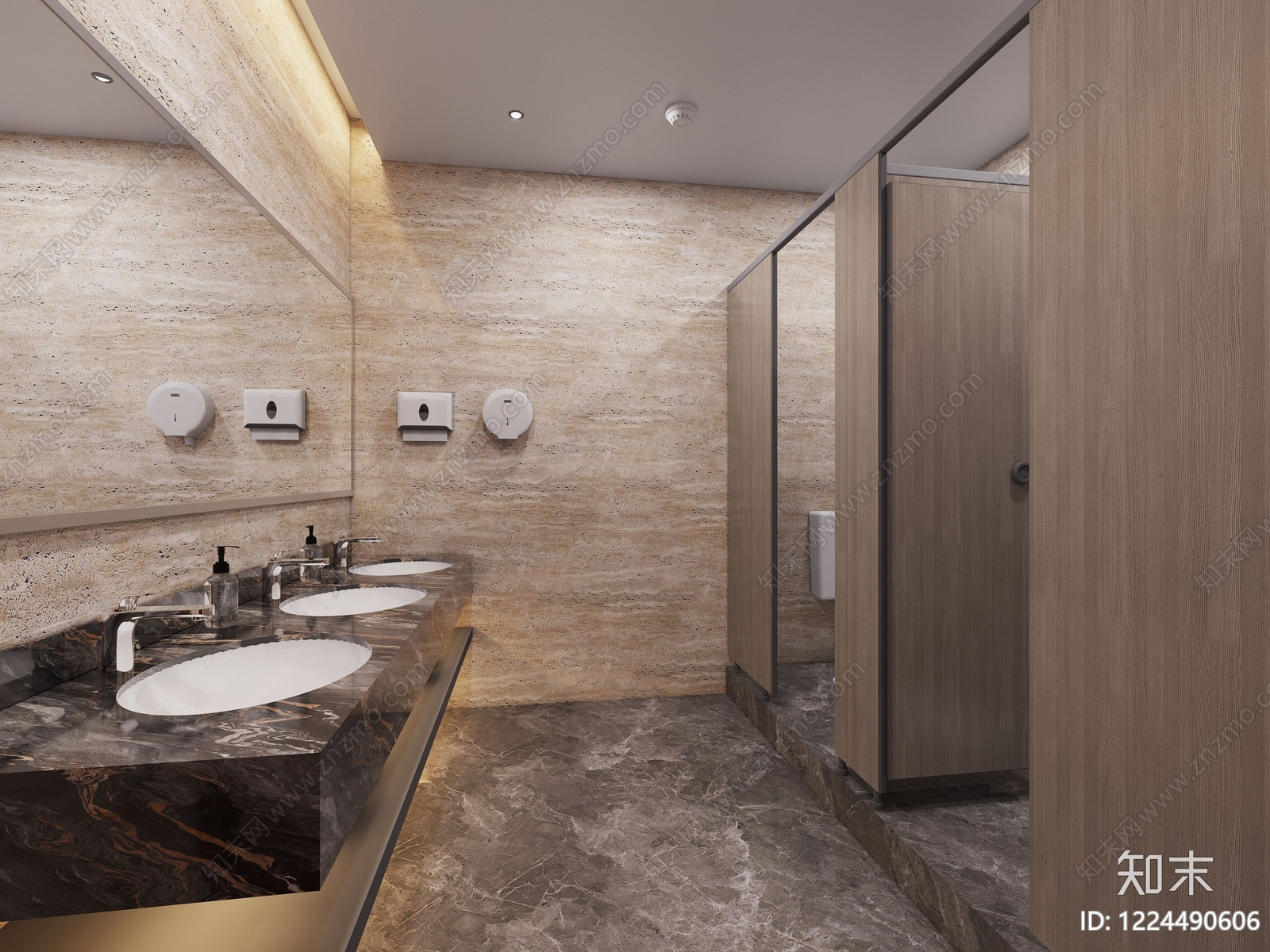 现代公共卫生间3D模型下载【ID:1224490606】
