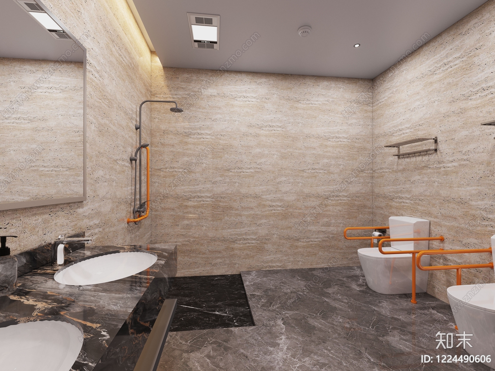 现代公共卫生间3D模型下载【ID:1224490606】