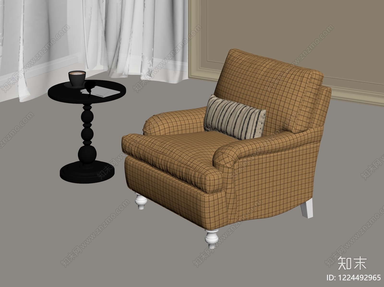 轻奢单人沙发3D模型下载【ID:1224492965】