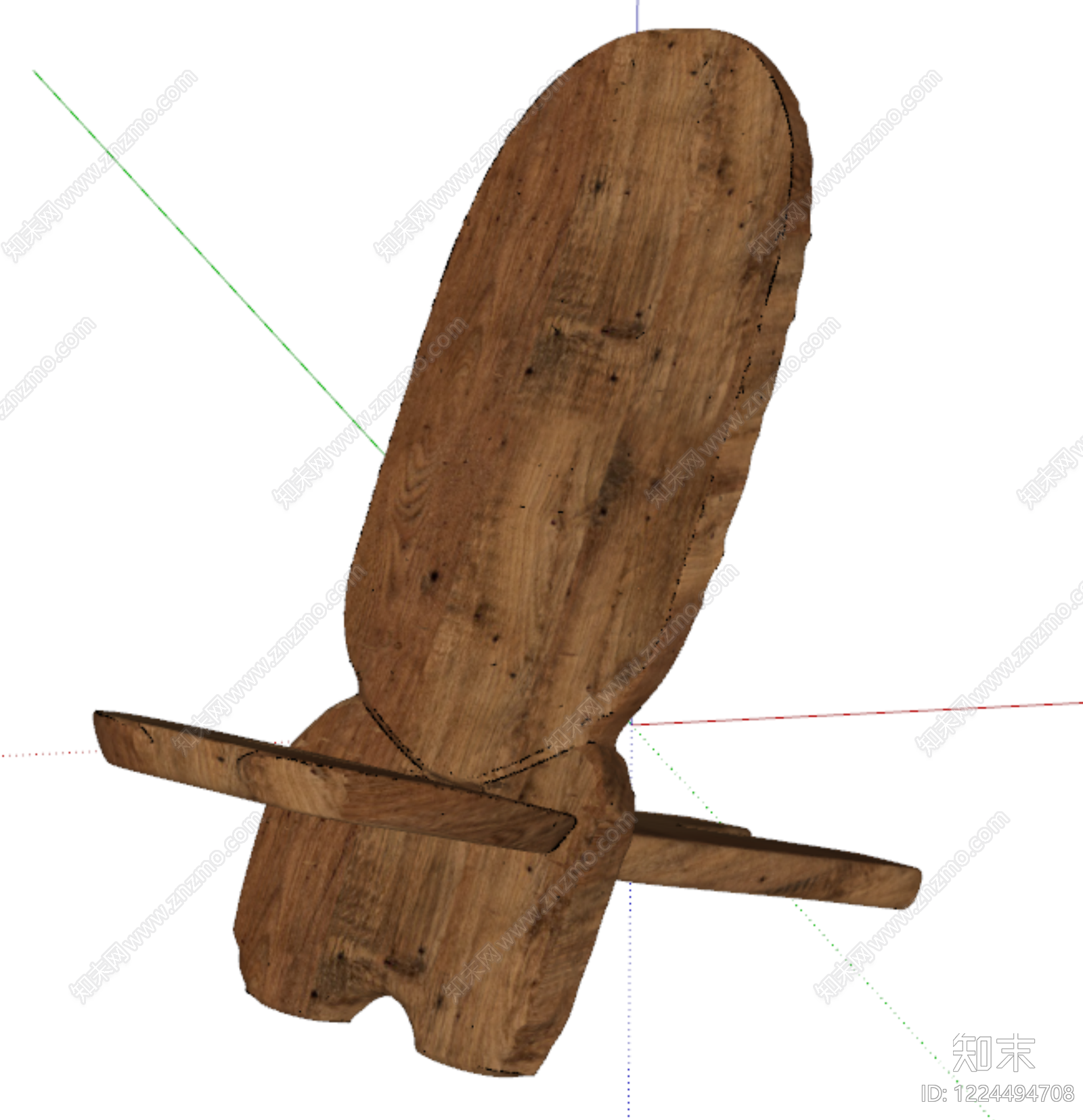 侘寂休闲椅SU模型下载【ID:1224494708】