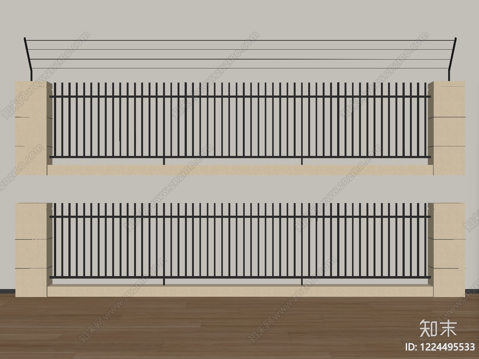 现代围栏护栏SU模型下载【ID:1224495533】