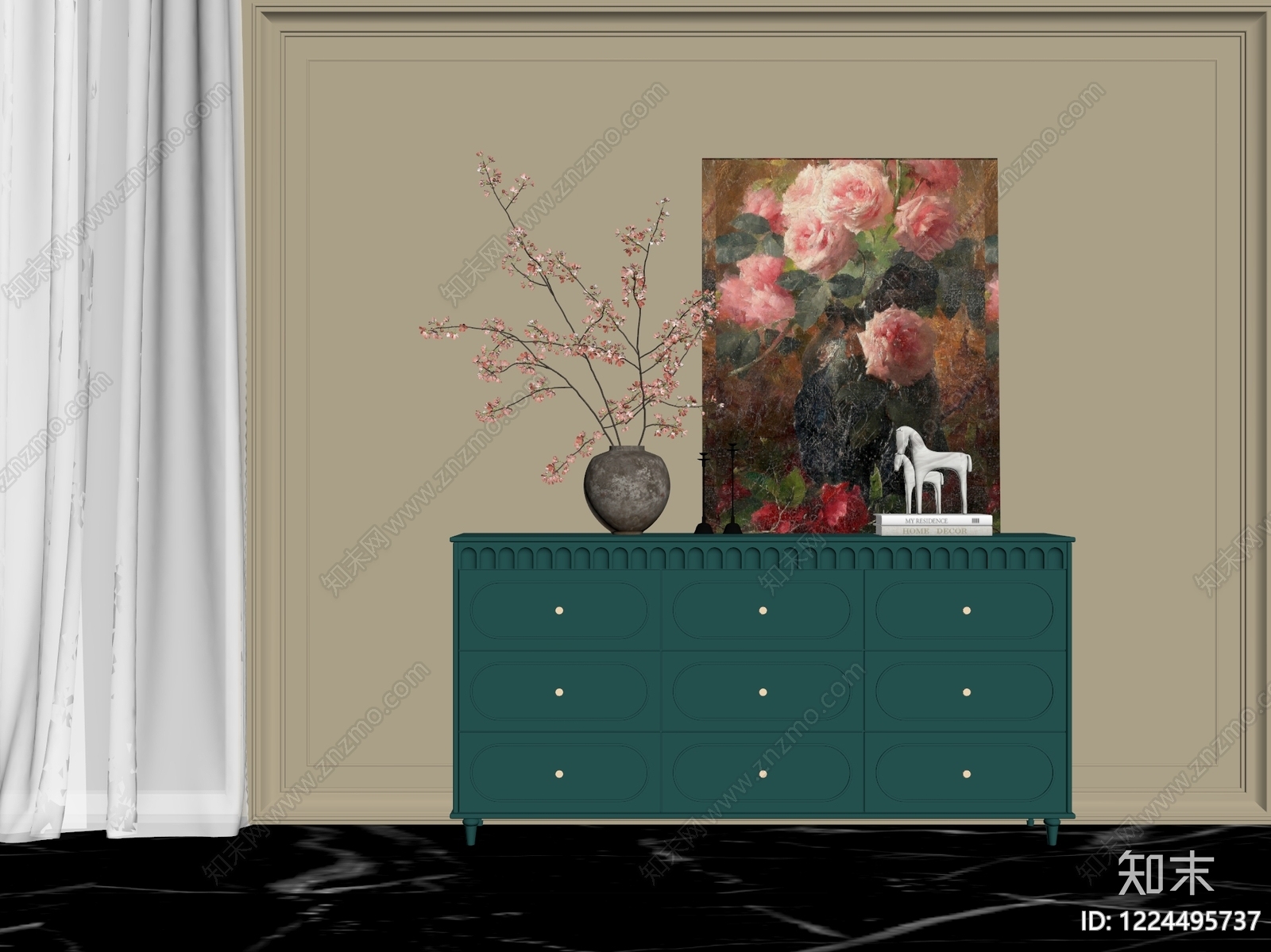 法式斗柜3D模型下载【ID:1224495737】