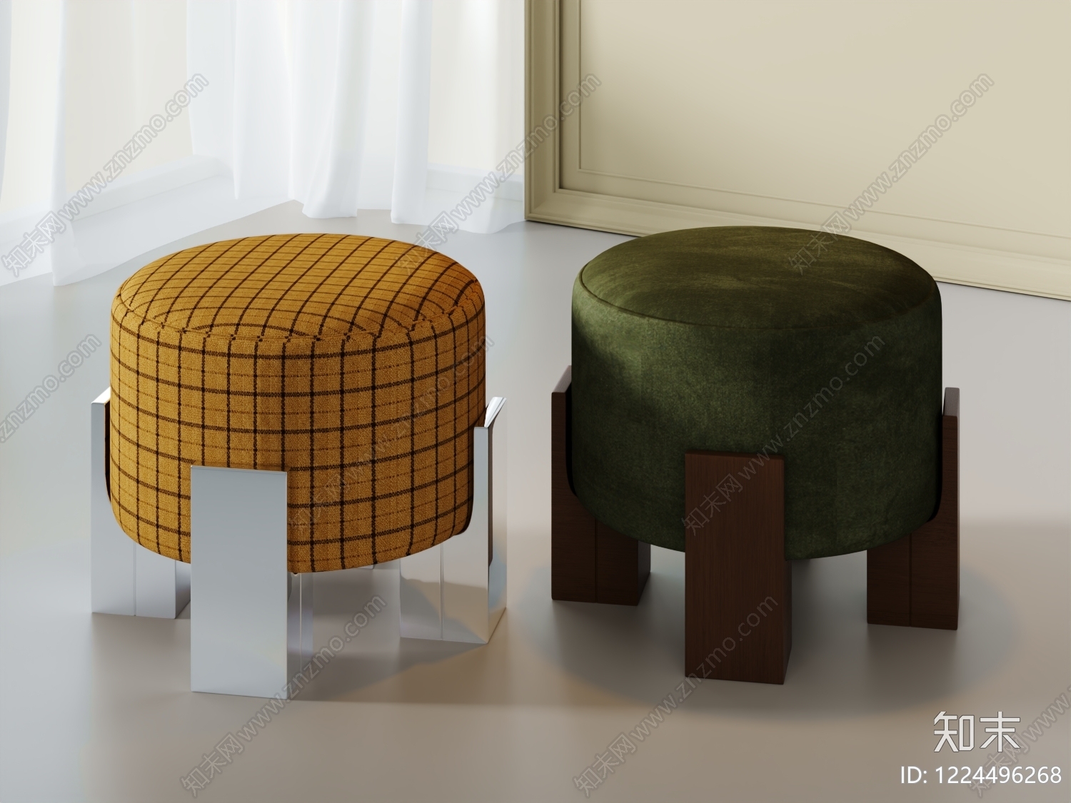 现代沙发凳3D模型下载【ID:1224496268】