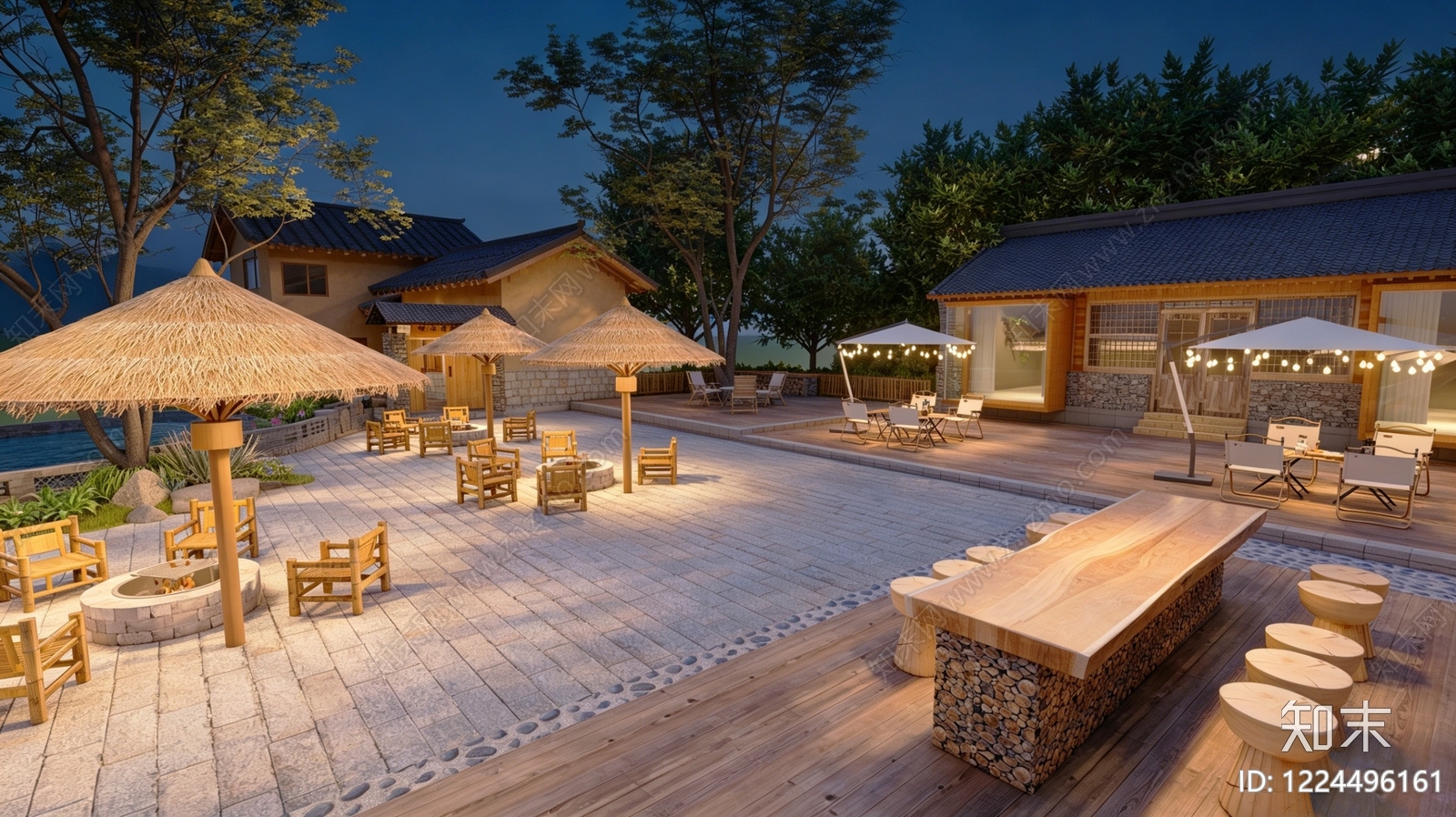 新中式乡村庭院SU模型下载【ID:1224496161】