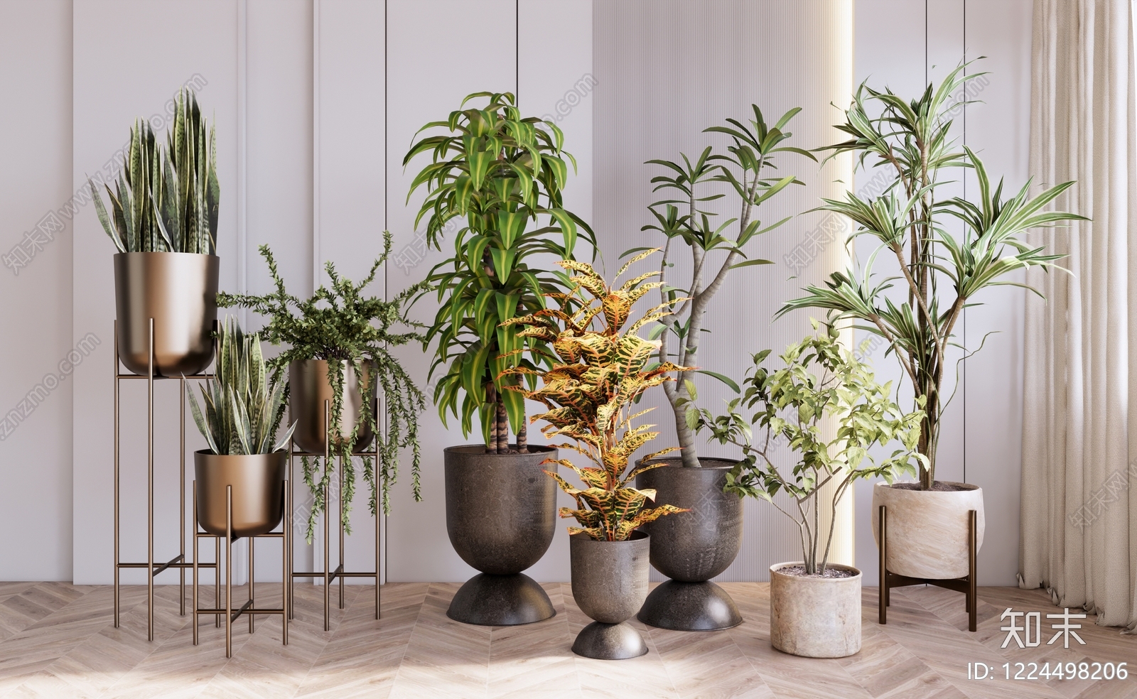 轻奢盆栽SU模型下载【ID:1224498206】