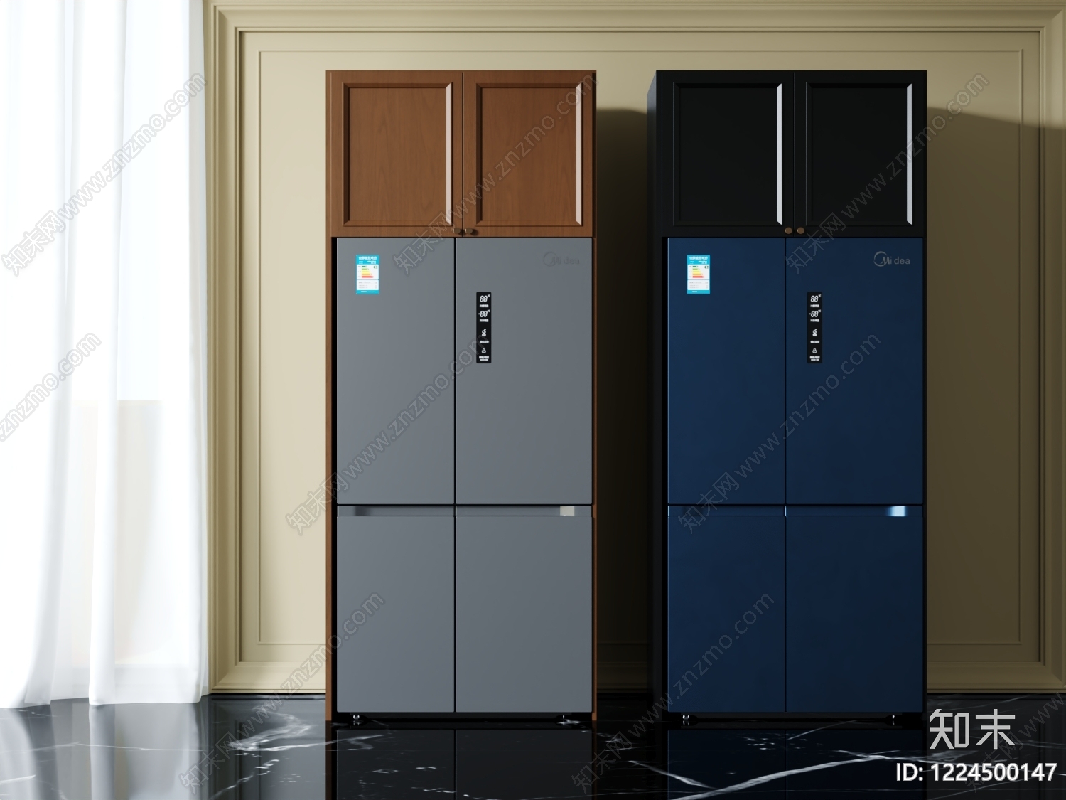 现代简约冰箱柜3D模型渲染效果图