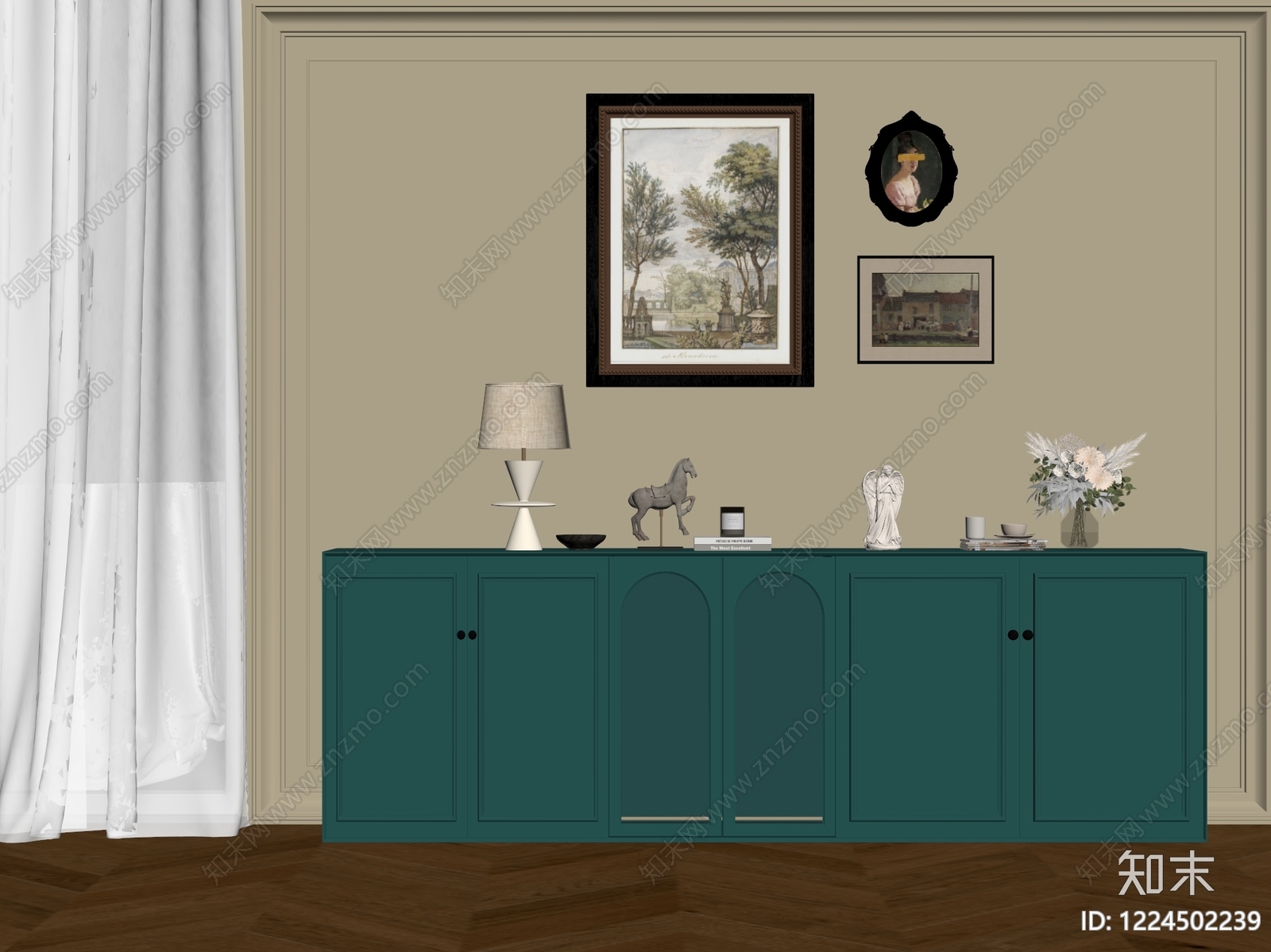 法式餐边柜3D模型下载【ID:1224502239】