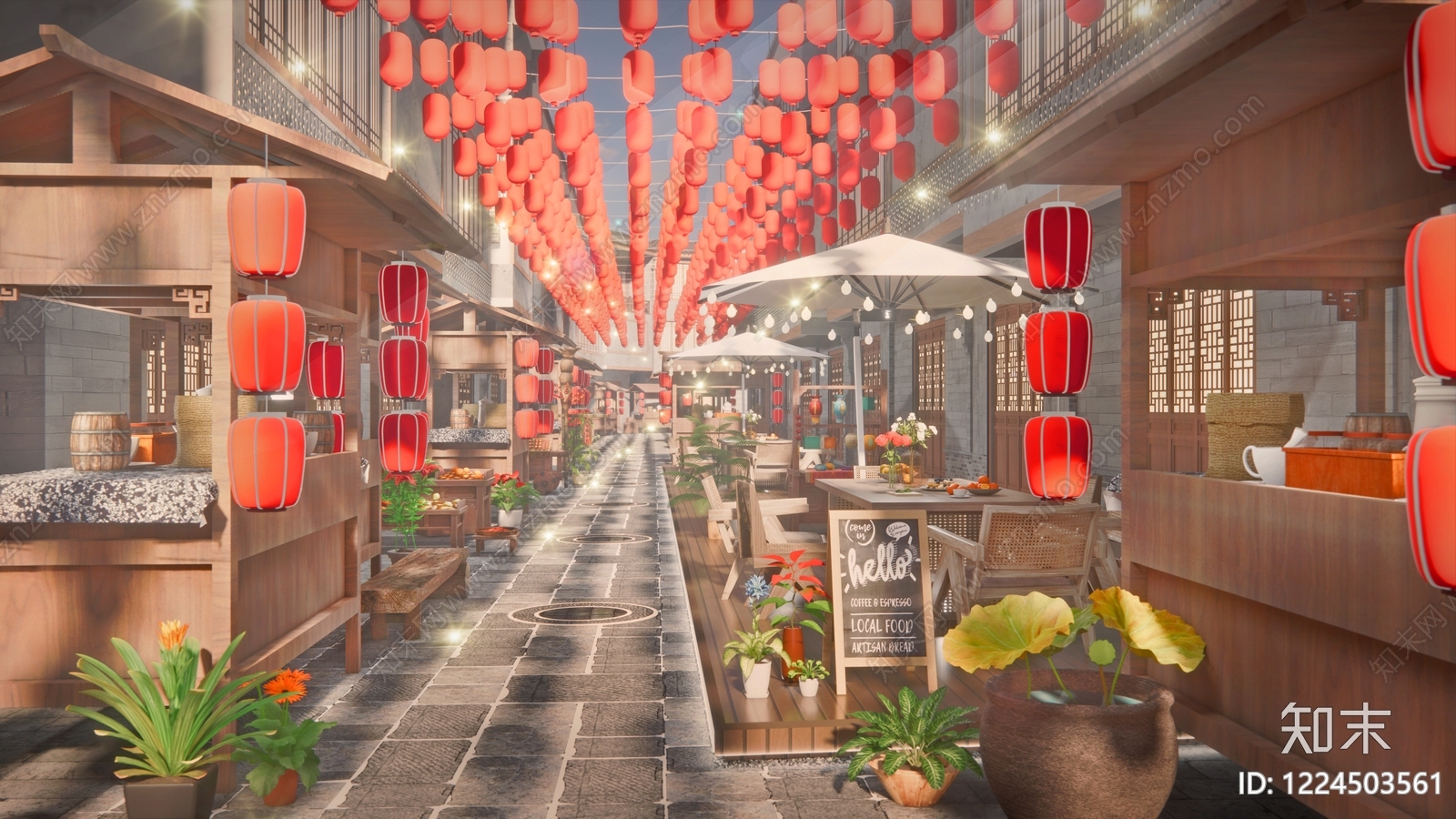 新中式商业外摆SU模型下载【ID:1224503561】