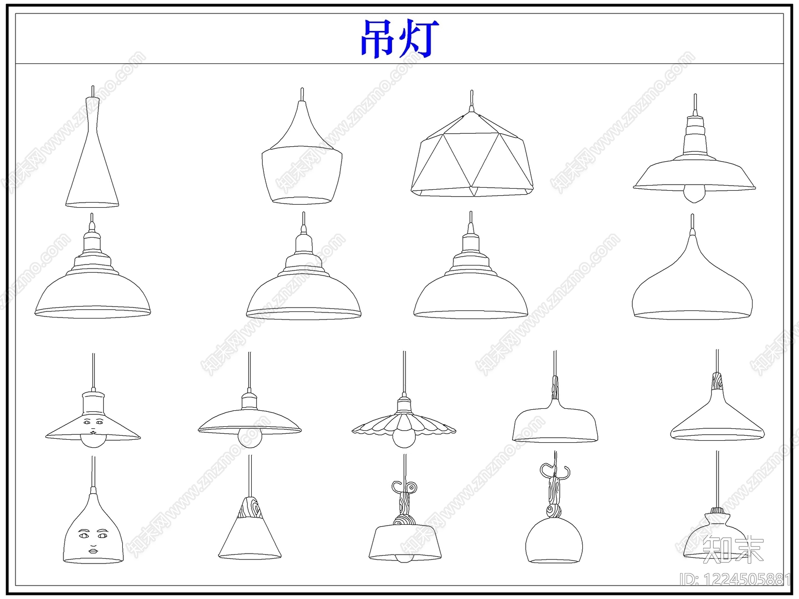 灯具图库cad施工图下载【ID:1224505881】