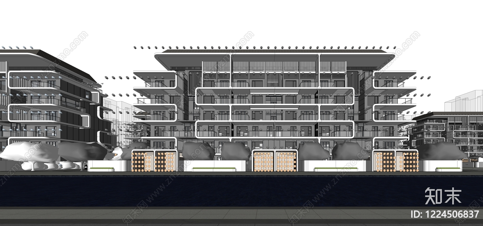 现代主义多层住宅SU模型下载【ID:1224506837】