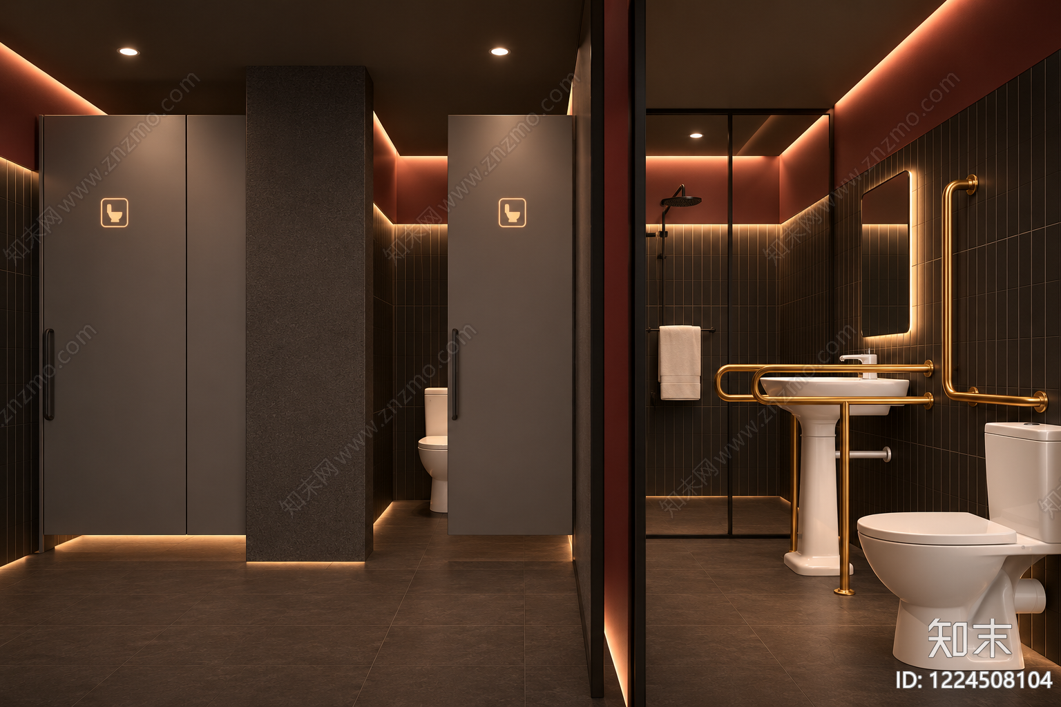 轻奢公共卫生间3D模型下载【ID:1224508104】