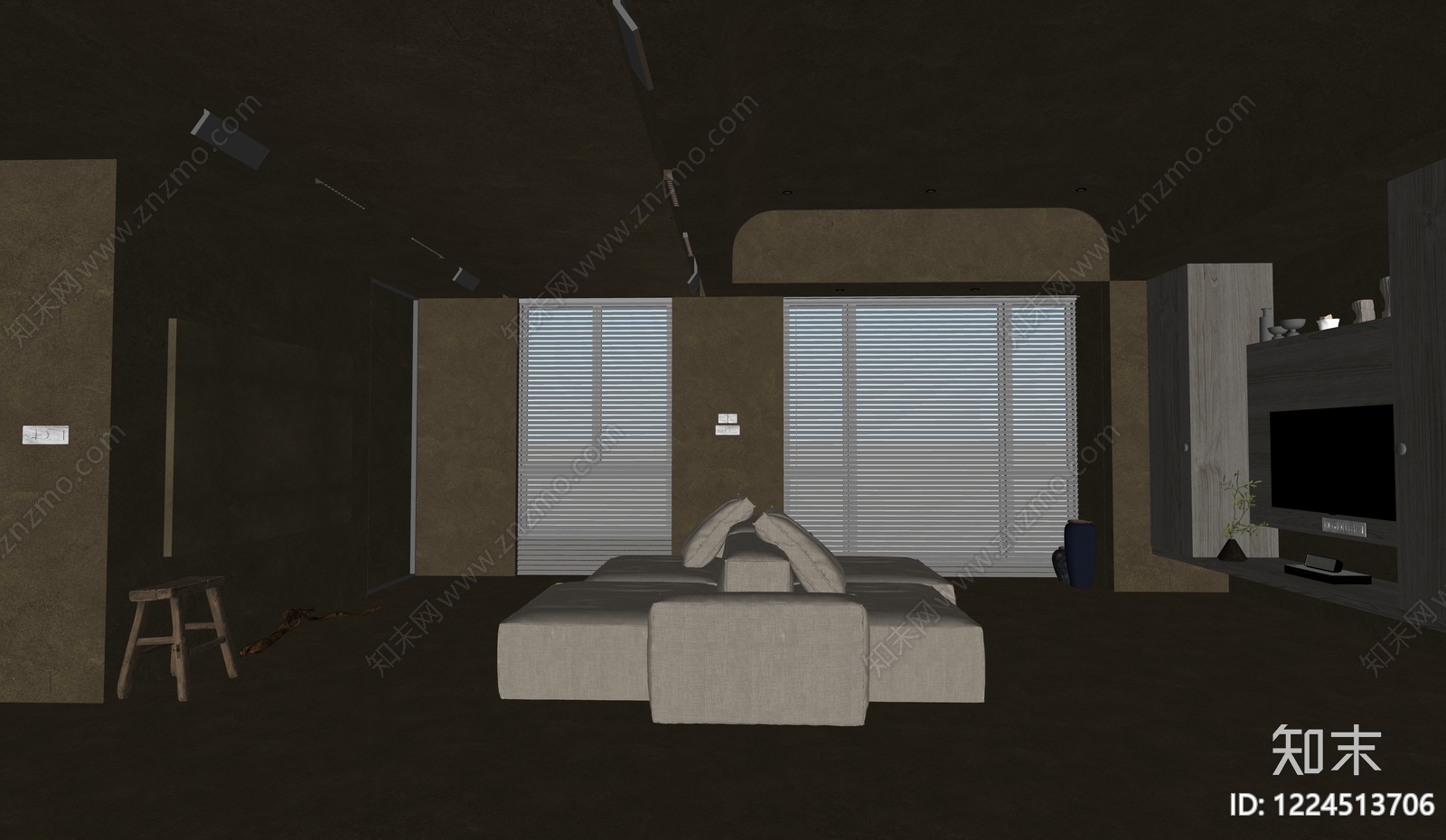 侘寂家居客厅SU模型下载【ID:1224513706】