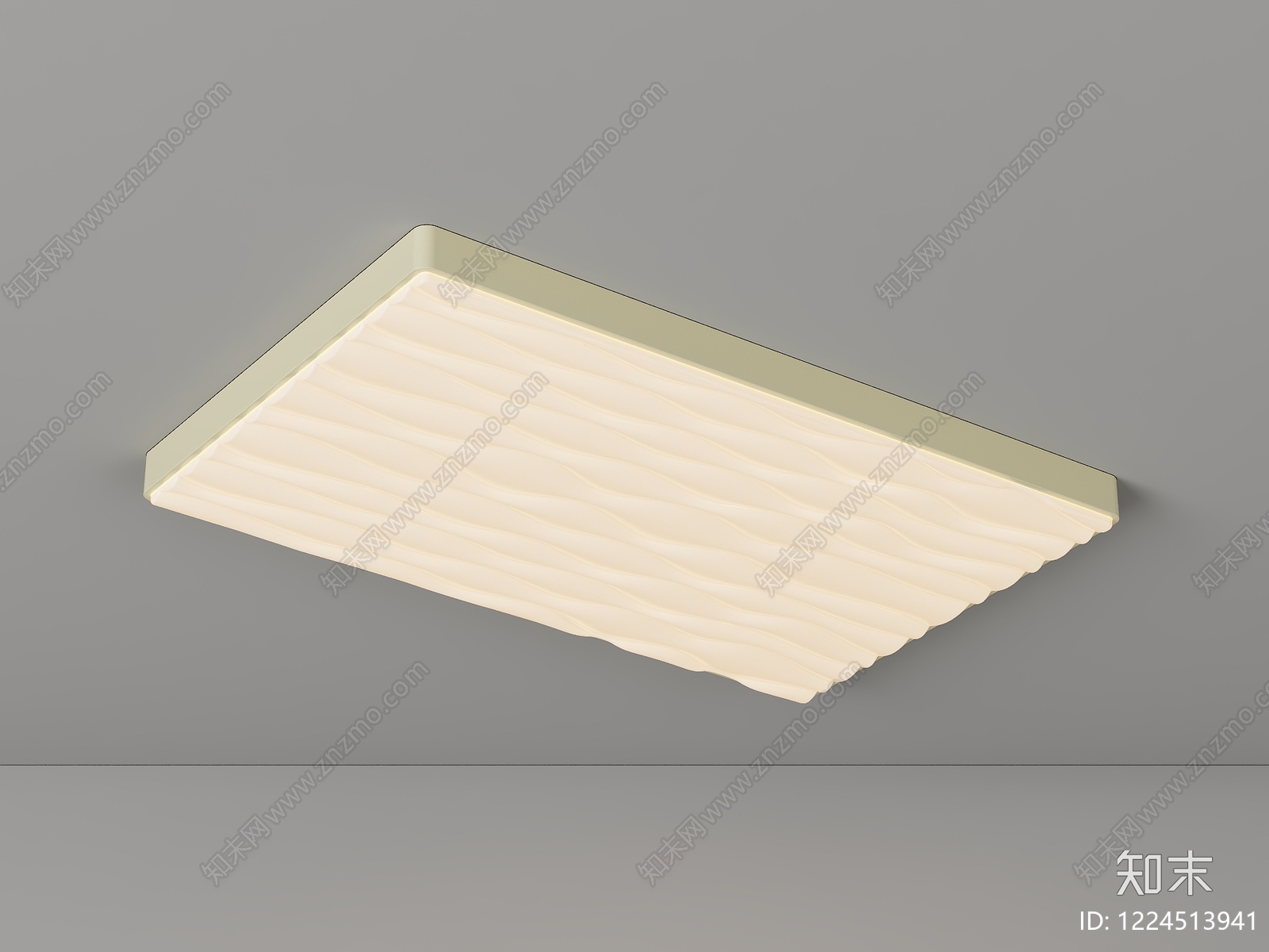 奶油风客厅吸顶灯3D模型渲染效果图