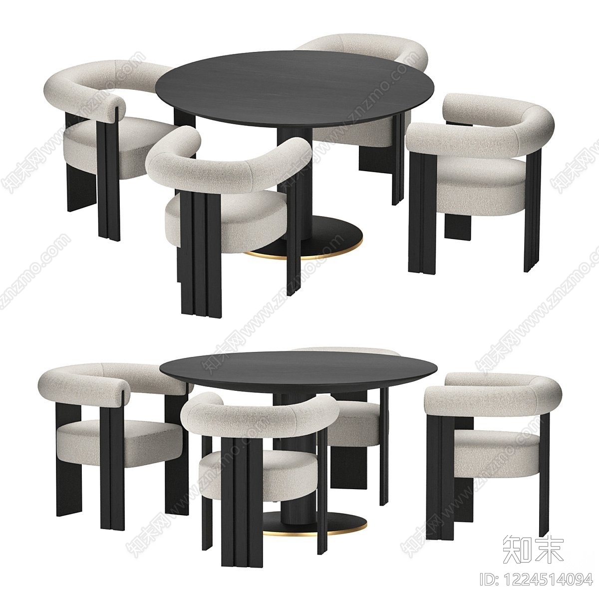 轻奢茶桌椅3D模型下载【ID:1224514094】