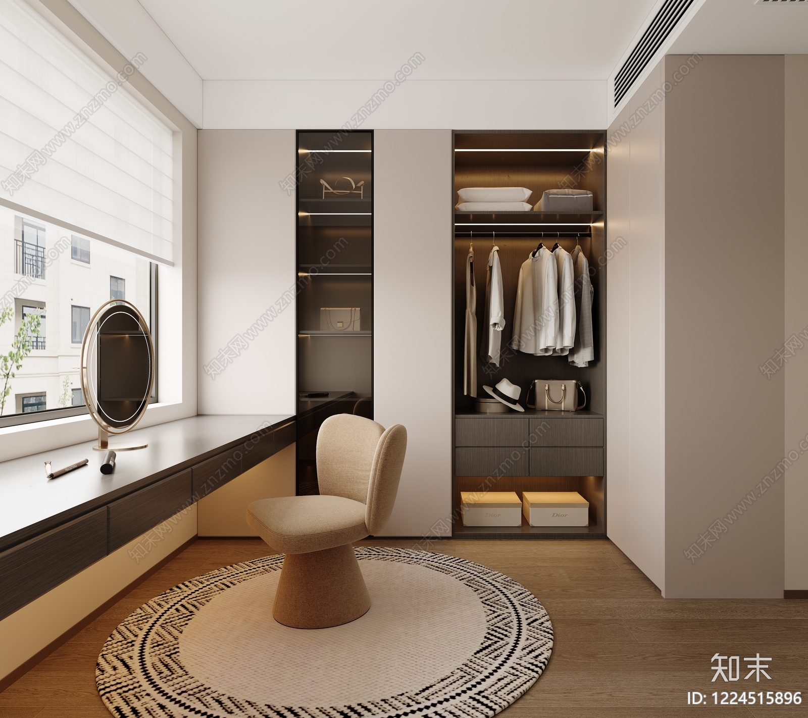 轻奢衣帽间3D模型下载【ID:1224515896】