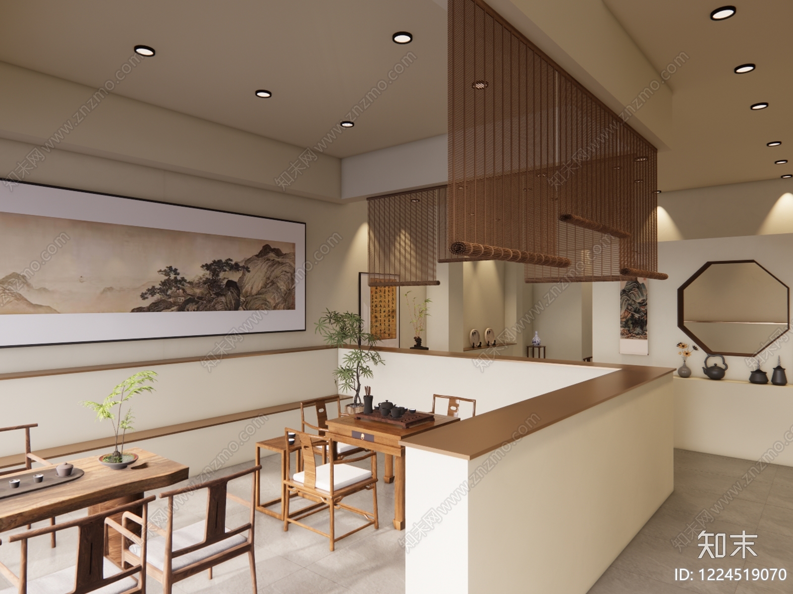 新中式茶馆SU模型下载【ID:1224519070】