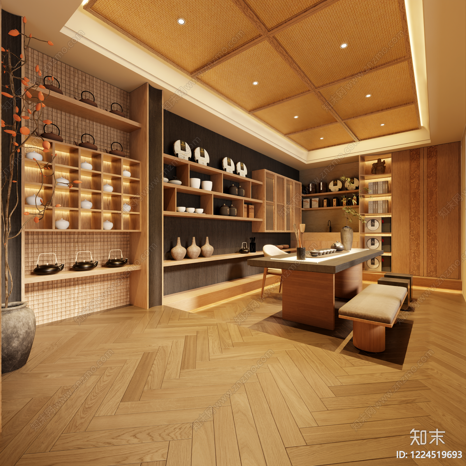 新中式茶馆3D模型下载【ID:1224519693】