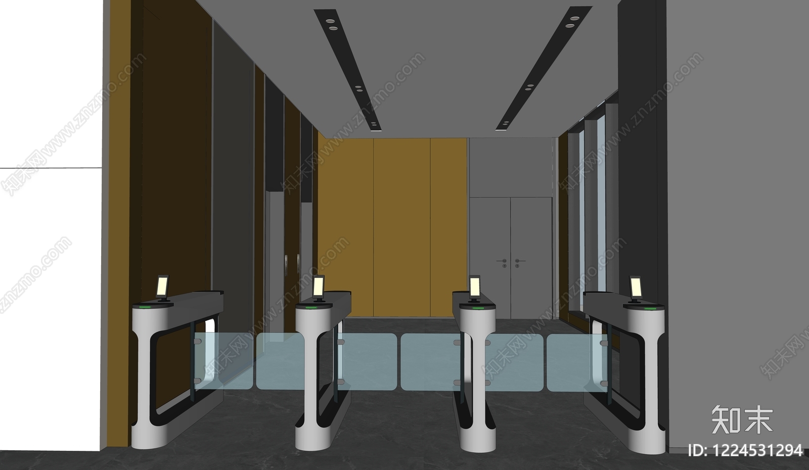 轻奢办公大堂SU模型下载【ID:1224531294】