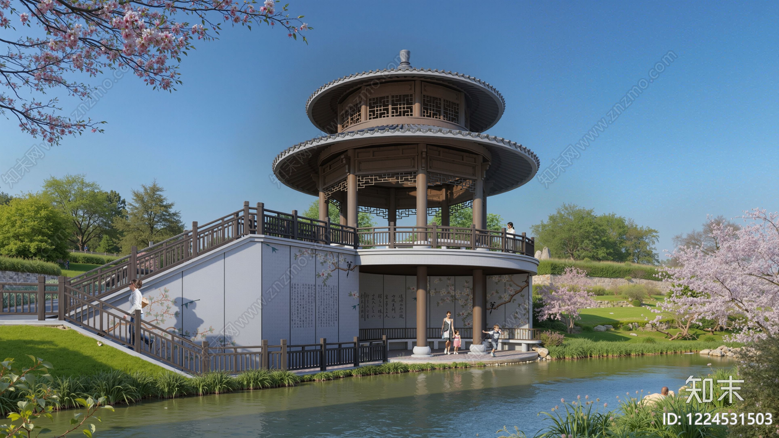中式古建亭子SU模型下载【ID:1224531503】