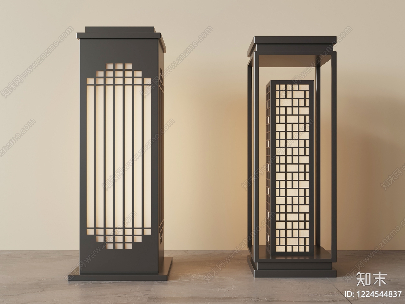 新中式庭院灯3D模型下载【ID:1224544837】