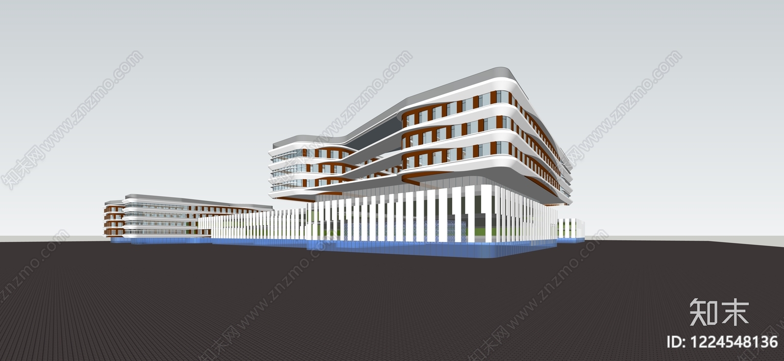 现代主义展览馆建筑SU模型下载【ID:1224548136】