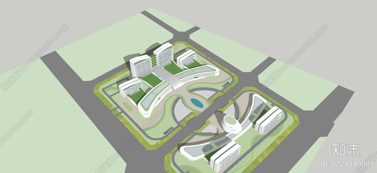 现代主义医院建筑SU模型下载【ID:1224549081】