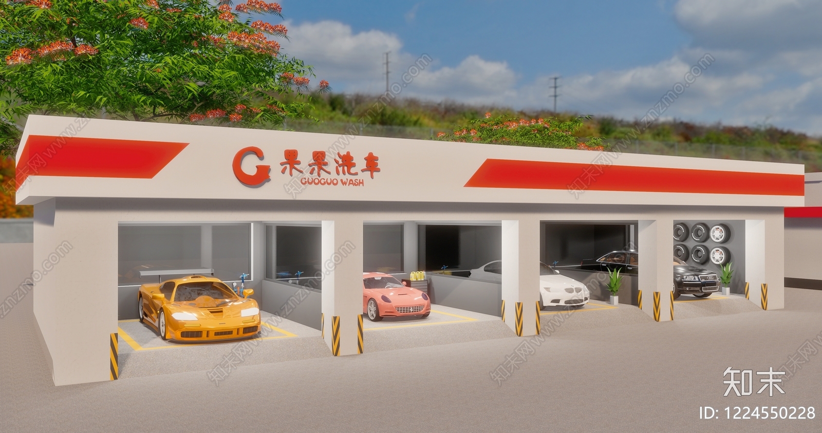 现代加油站SU模型下载【ID:1224550228】