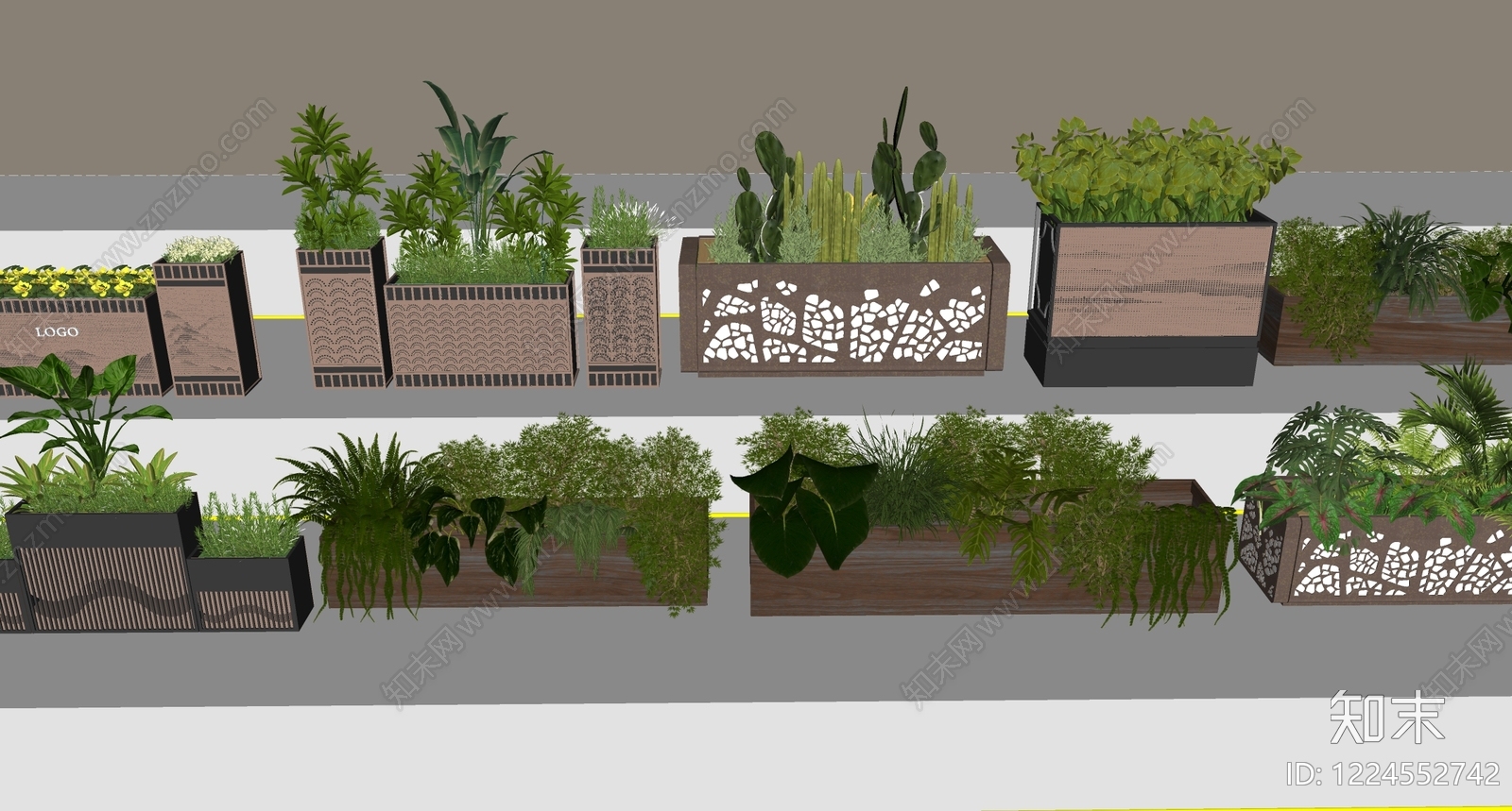 现代植物组合SU模型下载【ID:1224552742】