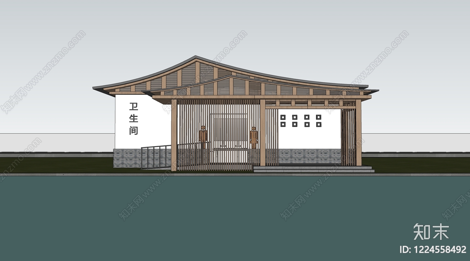 新中式公共卫生间SU模型下载【ID:1224558492】