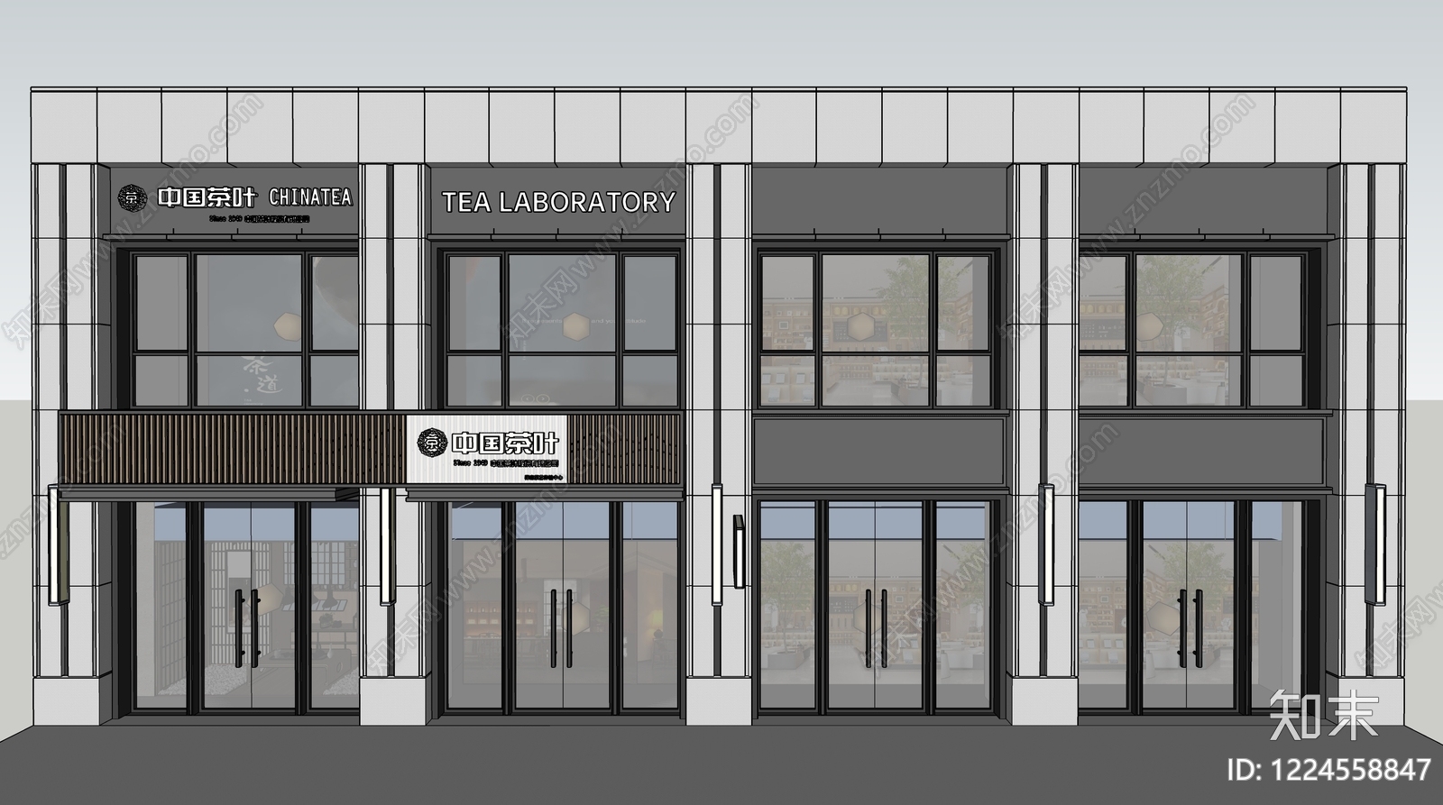 新中式茶叶店SU模型下载【ID:1224558847】