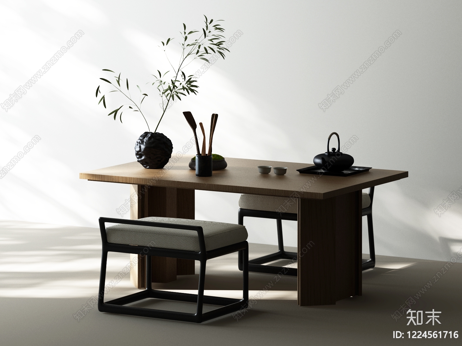 新中式茶桌椅SU模型下载【ID:1224561716】
