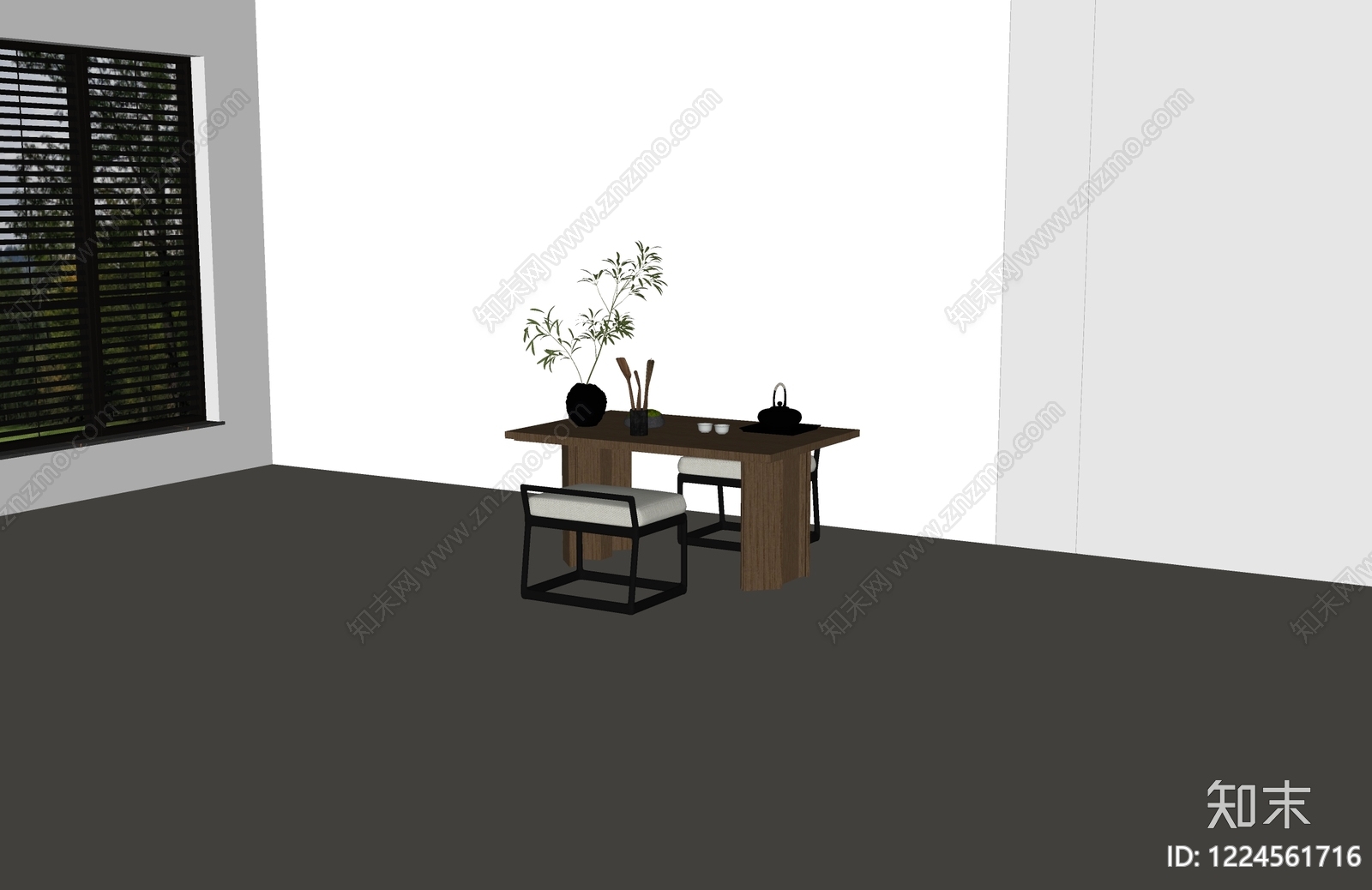 新中式茶桌椅SU模型下载【ID:1224561716】
