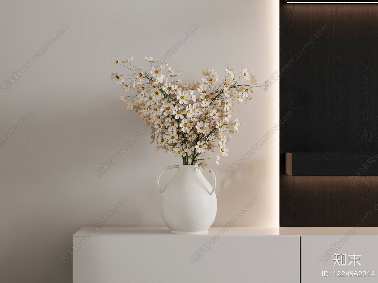 奶油风花艺SU模型下载【ID:1224562214】