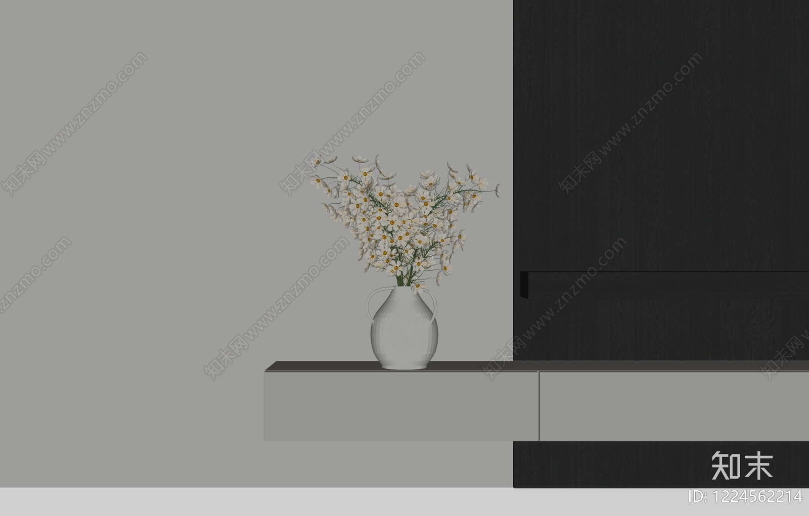 奶油风花艺SU模型下载【ID:1224562214】