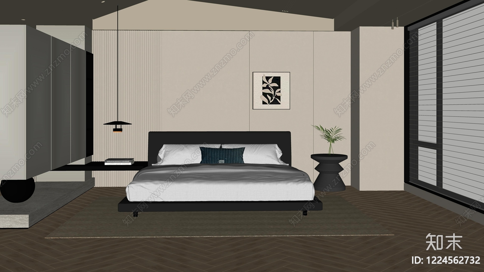 现代简约家居卧室SU模型下载【ID:1224562732】