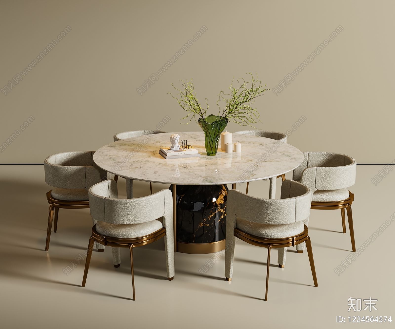 轻奢餐桌椅3D模型下载【ID:1224564574】