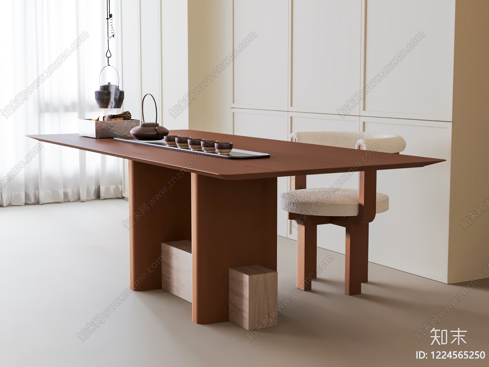 极简茶桌椅3D模型下载【ID:1224565250】