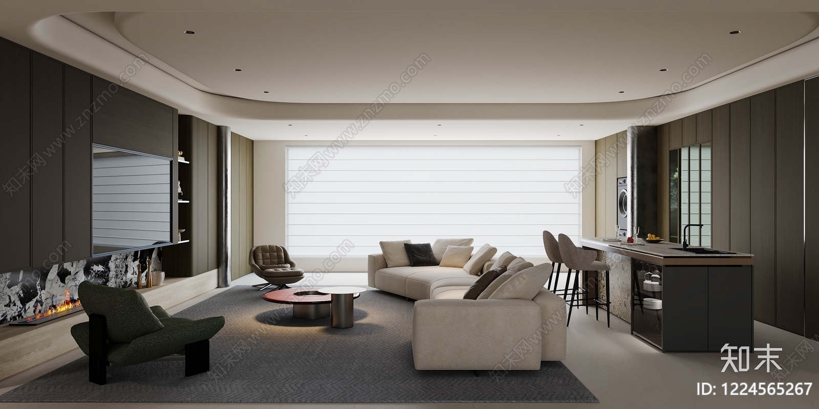 现代横厅3D模型下载【ID:1224565267】