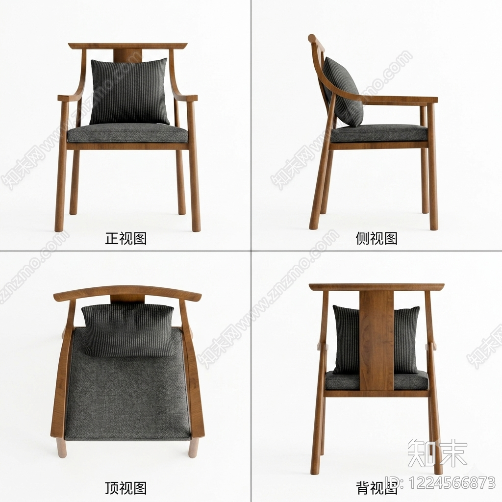 新中式餐椅3D模型下载【ID:1224566873】