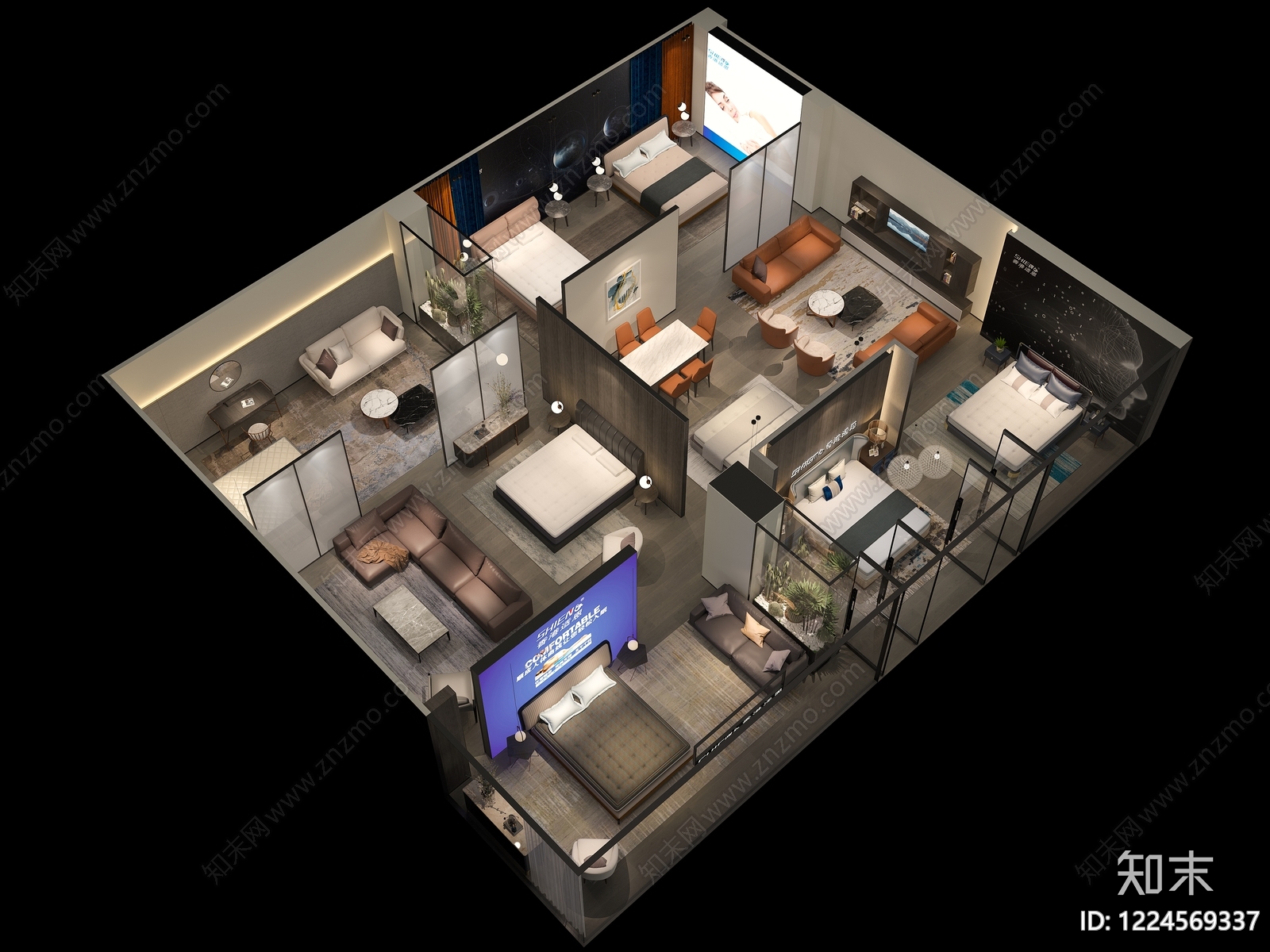 现代家具展厅3D模型渲染效果图