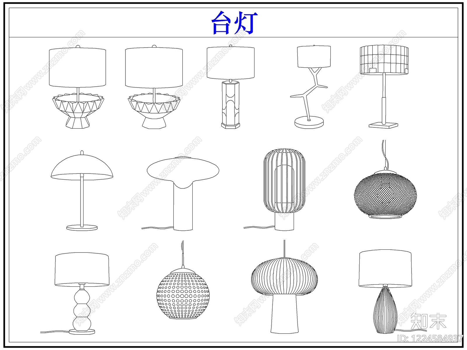 灯具图库cad施工图下载【ID:1224584937】