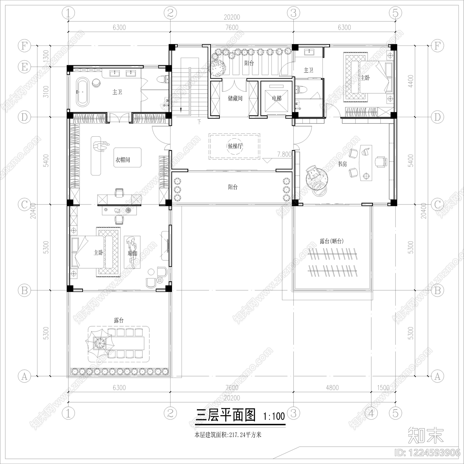 别墅建筑cad施工图下载【ID:1224593906】
